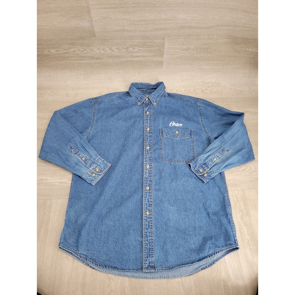 Vintage Lee Denim Collection Shirt Men's Large Faded Button Down Oster Logo